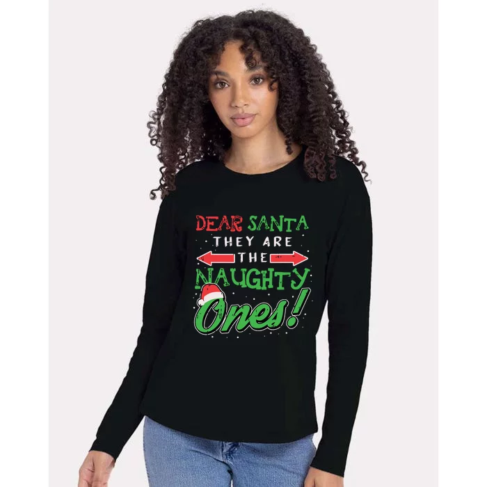 Dear Santa They Are The Naughty Ones Funny Christmas Gifts Womens Cotton Relaxed Long Sleeve T-Shirt