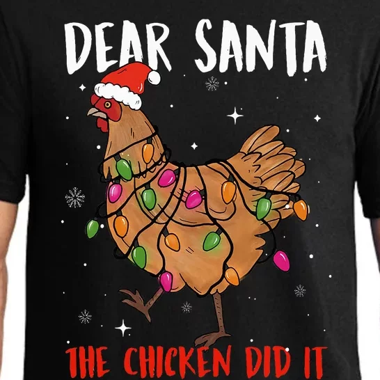 Dear Santa The Chicken Did It Funny Santa Xmas Lights Farmer Pajama Set