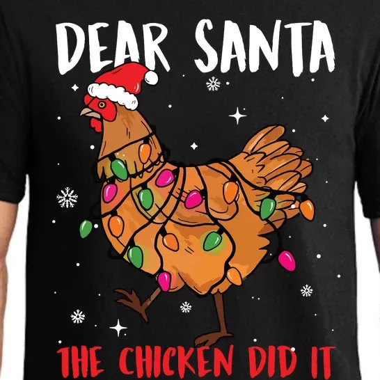 Dear Santa The Chicken Did It Funny Santa Xmas Lights Farmer Pajama Set