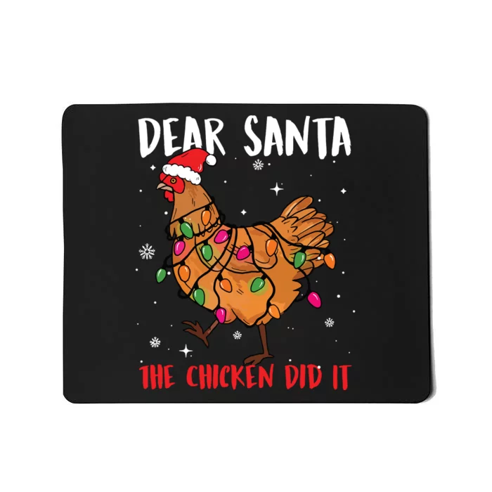 Dear Santa The Chicken Did It Funny Santa Xmas Lights Farmer Mousepad