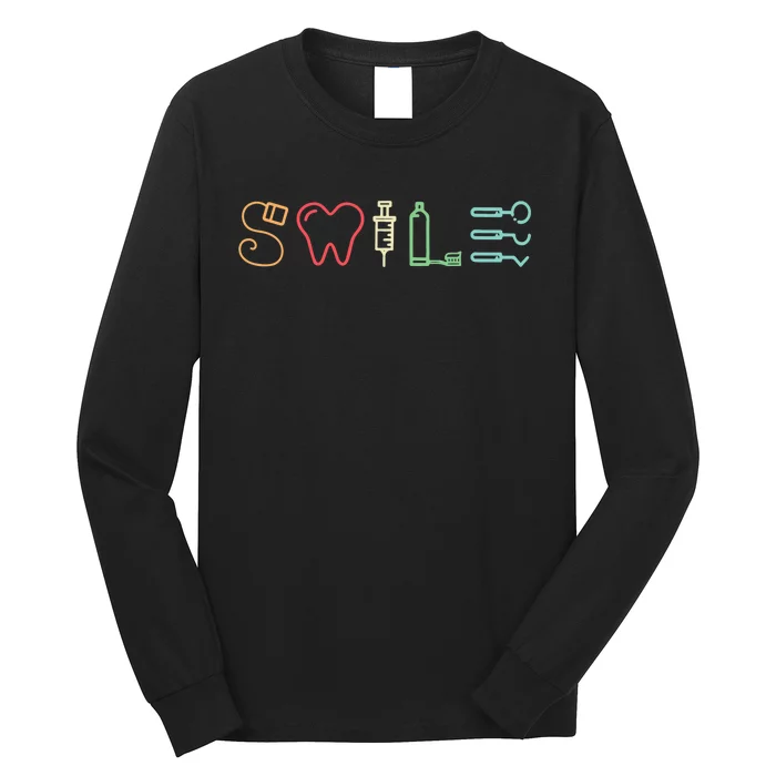 Dentist Smile Teeth Dental Hygienist Funny Dentist Vintage Long Sleeve Shirt