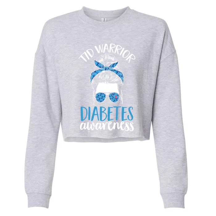 Diabetes Support T1d Warrior Diabetes Awareness Gift Cropped Pullover Crew