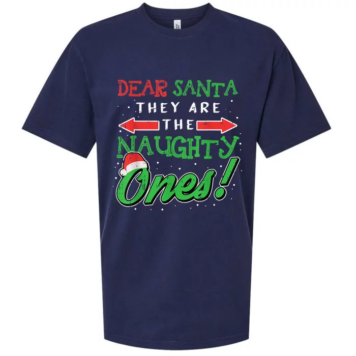 Dear Santa They Are The Naughty Ones Funny Christmas Gifts Sueded Cloud Jersey T-Shirt