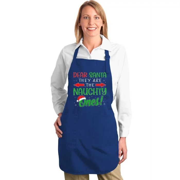 Dear Santa They Are The Naughty Ones Funny Christmas Gifts Full-Length Apron With Pocket