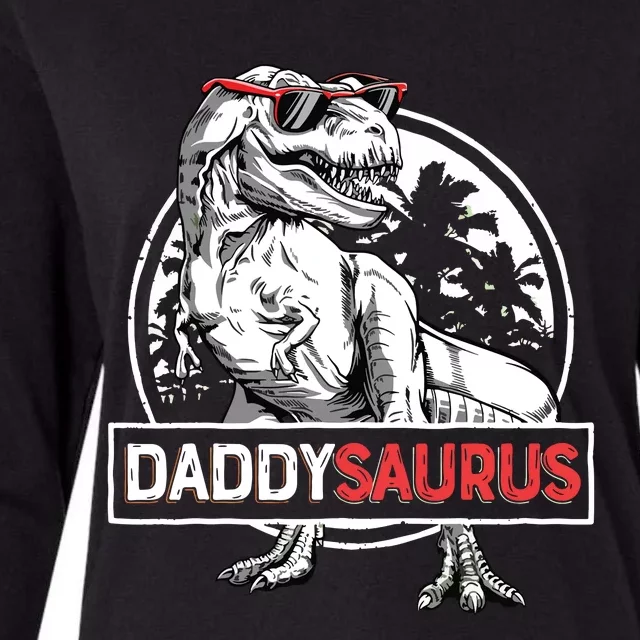 Daddy Saurus T Rex Dinosaur Father's Day Family Matching Womens Cotton Relaxed Long Sleeve T-Shirt