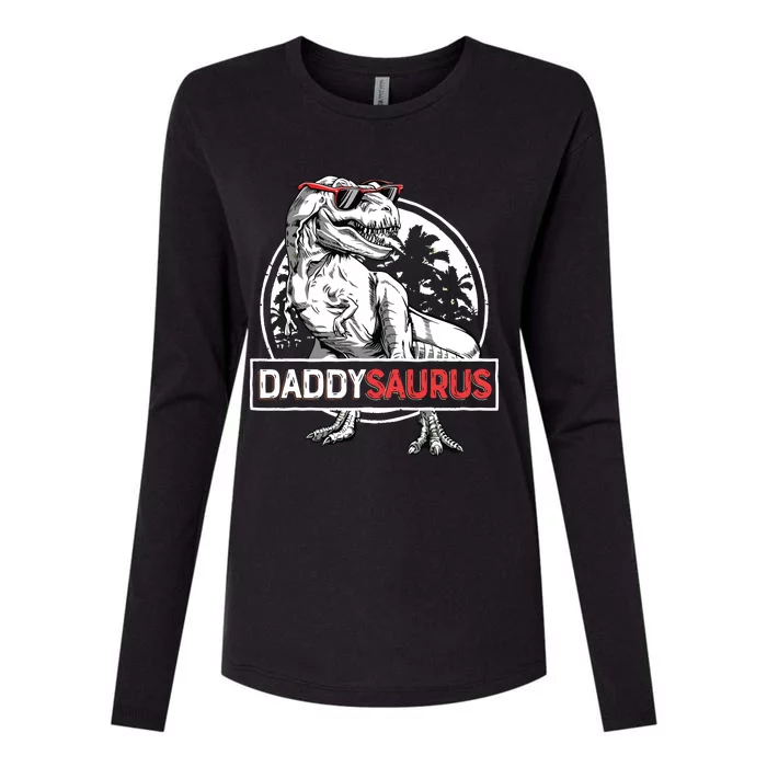 Daddy Saurus T Rex Dinosaur Father's Day Family Matching Womens Cotton Relaxed Long Sleeve T-Shirt