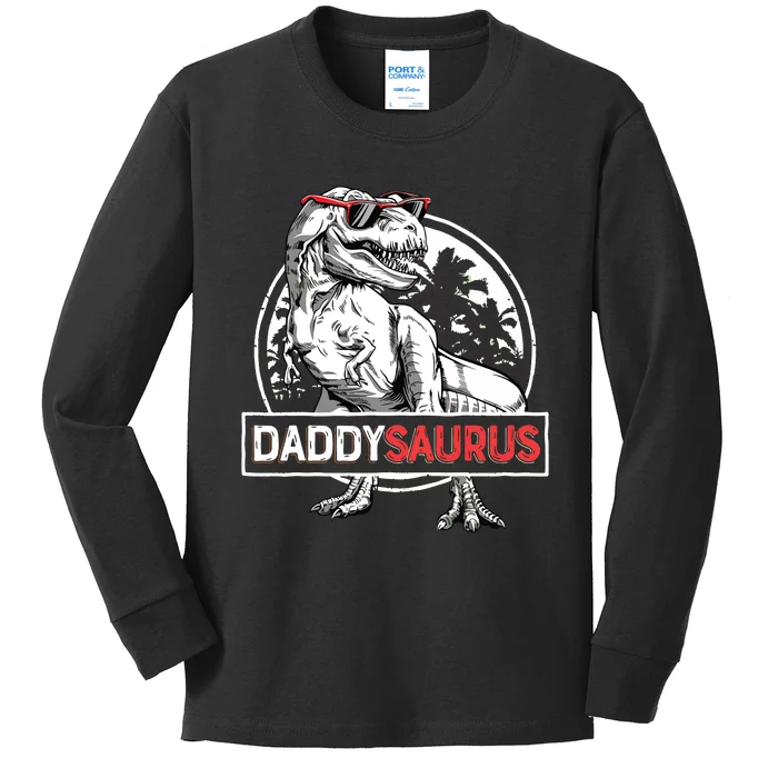 Daddy Saurus T Rex Dinosaur Father's Day Family Matching Kids Long Sleeve Shirt