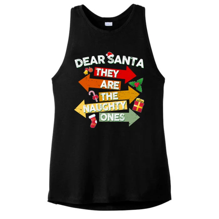 Dear Santa They Are The Naughty Ones Ladies Tri-Blend Wicking Tank