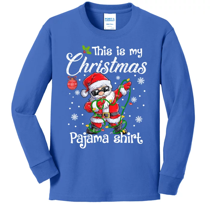 Dabbing Santa This Is My Christmas Pajama Gift Kids Long Sleeve Shirt