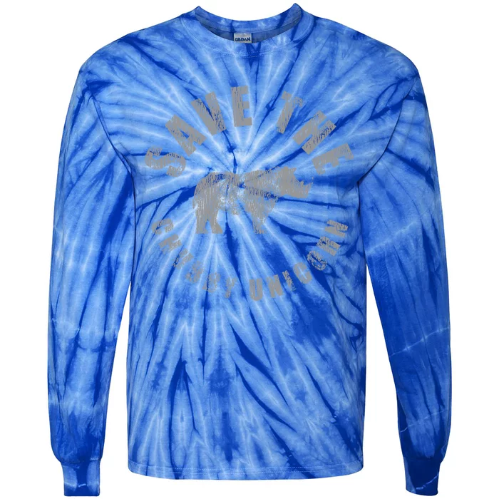 Distressed Save The Chubby Unicorn Great Gift Tie-Dye Long Sleeve Shirt