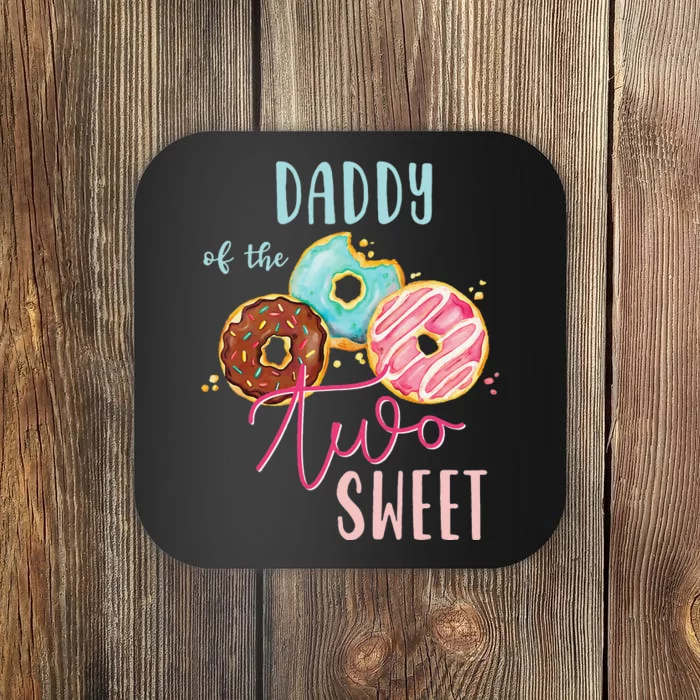 Daddy Sweet Two Donut Birthday Party Theme Coaster