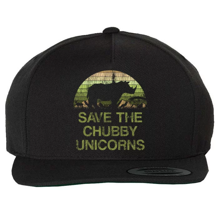 Distressed Save The Chubby Unicorns Gift Wool Snapback Cap