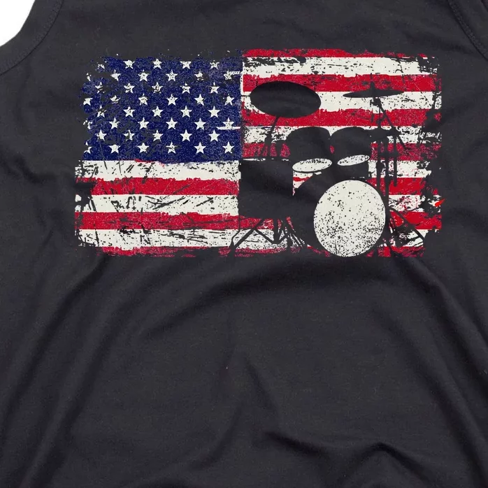 Drum Sets Usa Flag Drummer Music Lover Drumming Tank Top