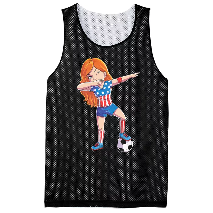 Dabbing Soccer Usa 4th Of July American Flag Mesh Reversible Basketball Jersey Tank