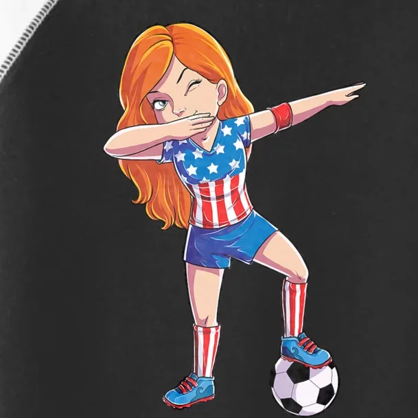 Dabbing Soccer Usa 4th Of July American Flag Toddler Fine Jersey T-Shirt