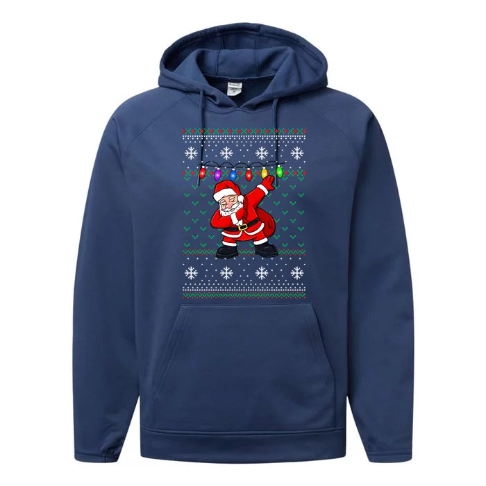 Dabbing Santa Ugly Christmas (1) Performance Fleece Hoodie