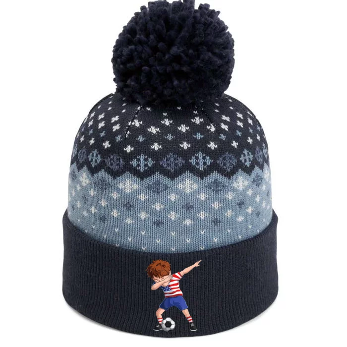 Dabbing Soccer  United States Jersey USA Football The Baniff Cuffed Pom Beanie