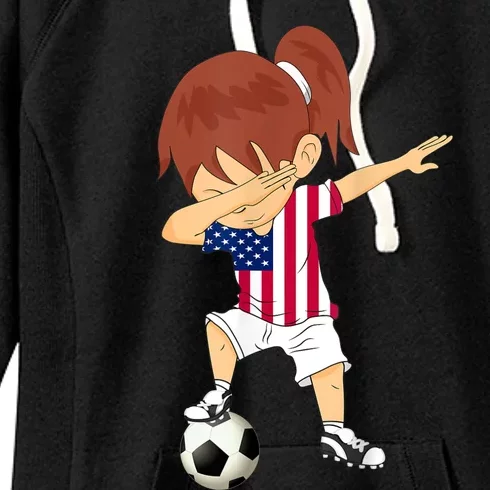 Dabbing Soccer USA Jersey Girls American Football Women's Fleece Hoodie