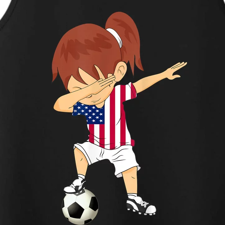 Dabbing Soccer USA Jersey Girls American Football Performance Tank