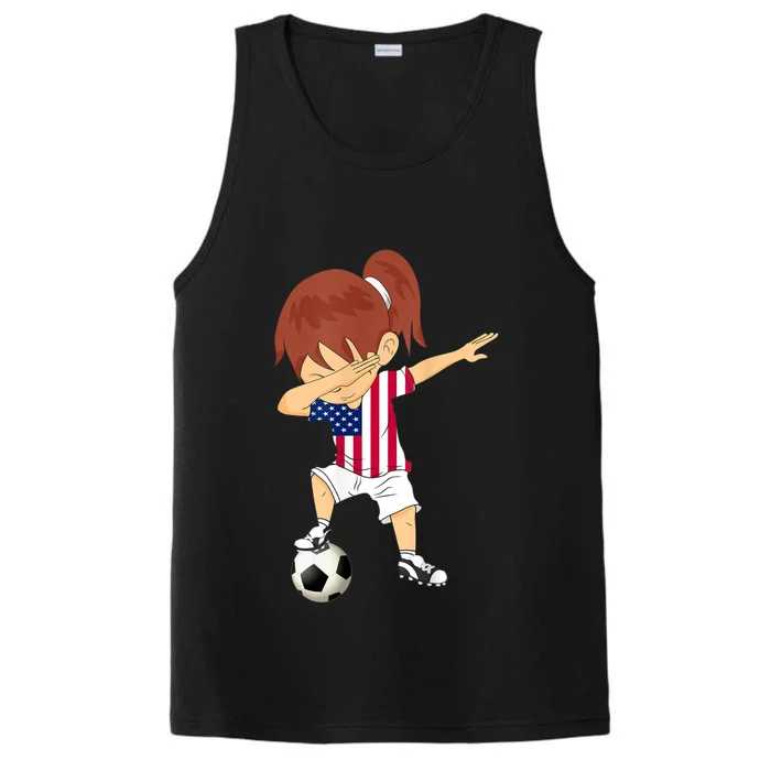 Dabbing Soccer USA Jersey Girls American Football Performance Tank