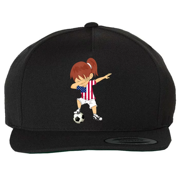 Dabbing Soccer USA Jersey Girls American Football Wool Snapback Cap