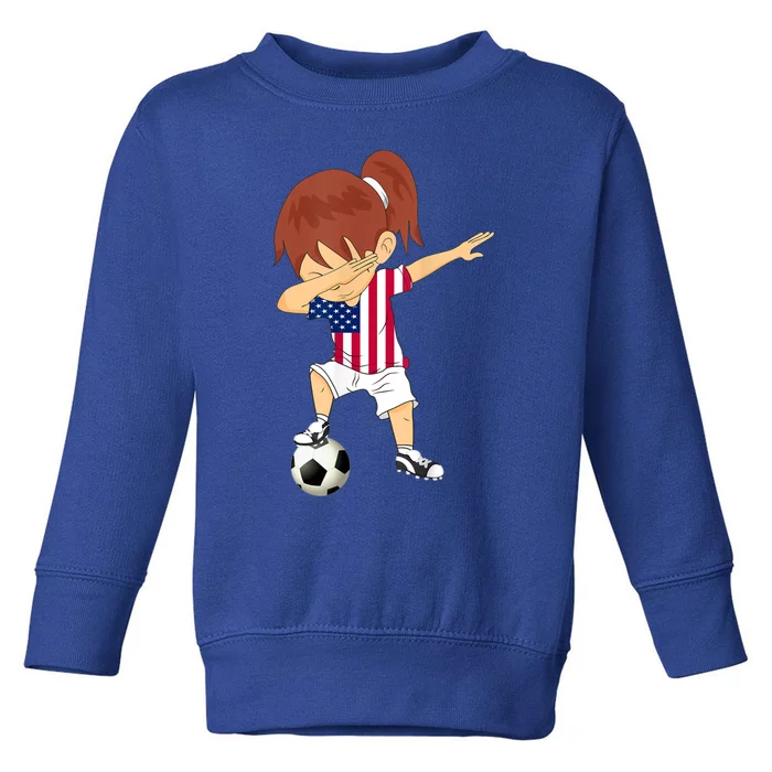 Dabbing Soccer USA Jersey Girls American Football Toddler Sweatshirt