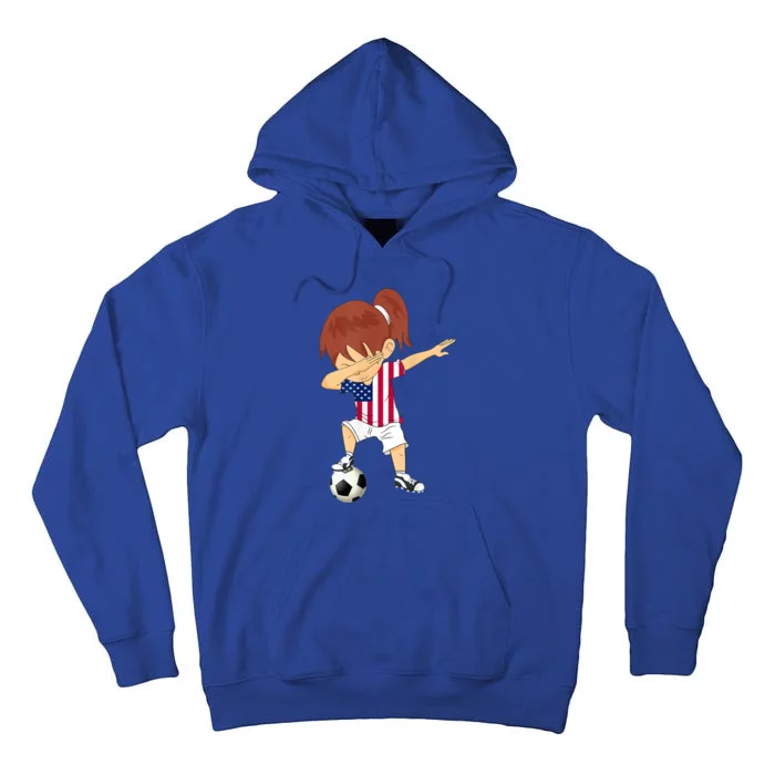 Dabbing Soccer USA Jersey Girls American Football Tall Hoodie