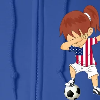 Dabbing Soccer USA Jersey Girls American Football Full Zip Hoodie