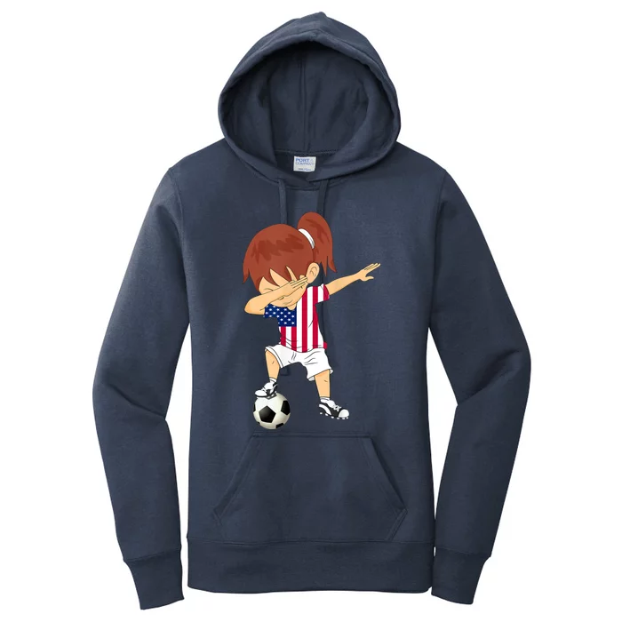 Dabbing Soccer USA Jersey Girls American Football Women's Pullover Hoodie