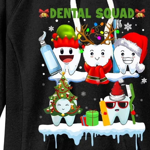 Dental Squad Ugly Christmas Teeth Santa Tree Dental Hygiene Gift Women's Fleece Hoodie