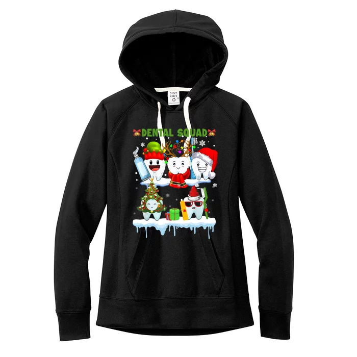 Dental Squad Ugly Christmas Teeth Santa Tree Dental Hygiene Gift Women's Fleece Hoodie