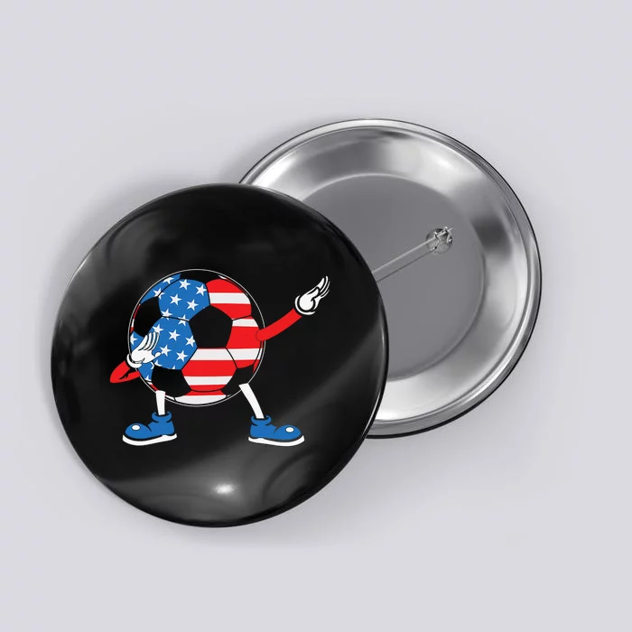 Dabbing Soccer USA Flag For Soccer Lover Button