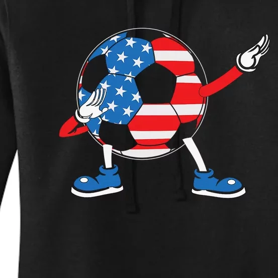 Dabbing Soccer USA Flag For Soccer Lover Women's Pullover Hoodie