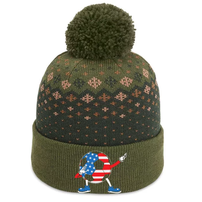 Dabbing Soccer USA Flag For Soccer Lover The Baniff Cuffed Pom Beanie