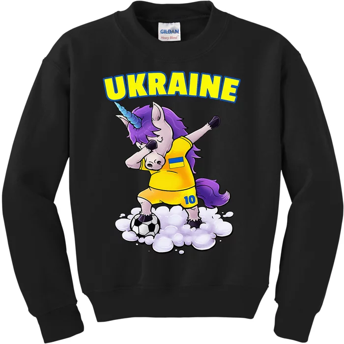 Dabbing Soccer Unicorn Ukraine Jersey Ukrainian Football Kids Sweatshirt