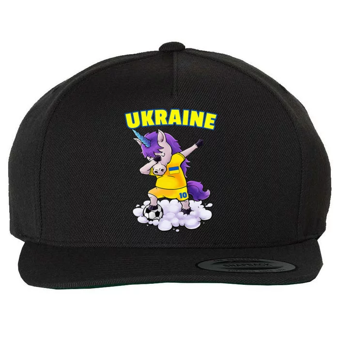 Dabbing Soccer Unicorn Ukraine Jersey Ukrainian Football Wool Snapback Cap