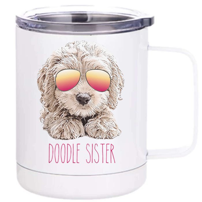 Doodle Sister, Valentine's Day Gift, Cute Dog Front & Back 12oz Stainless Steel Tumbler Cup