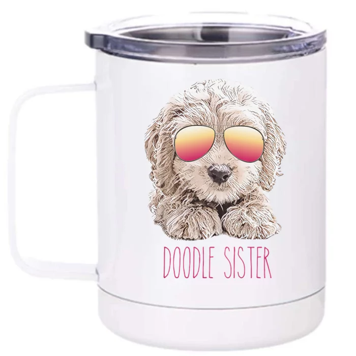 Doodle Sister, Valentine's Day Gift, Cute Dog Front & Back 12oz Stainless Steel Tumbler Cup