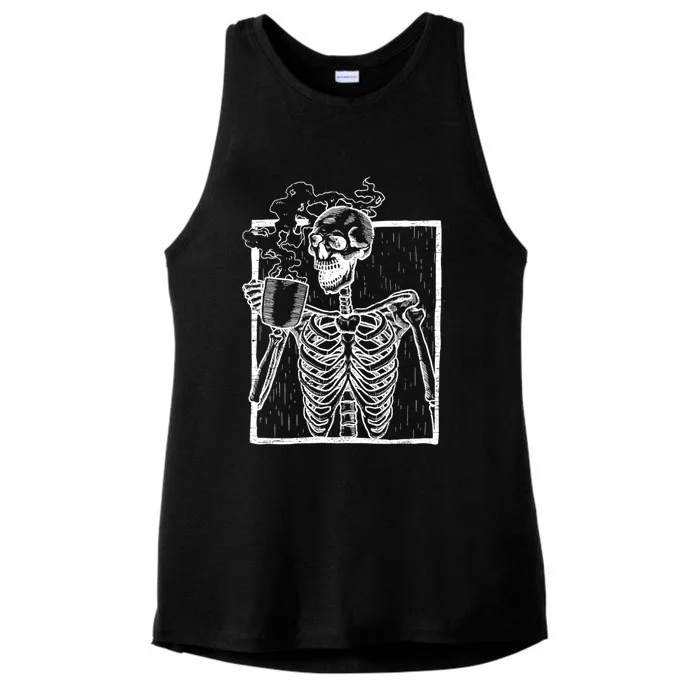 Distressed Skeleton Vintage Smiling Skull Ing Coffee Gift Ladies Tri-Blend Wicking Tank