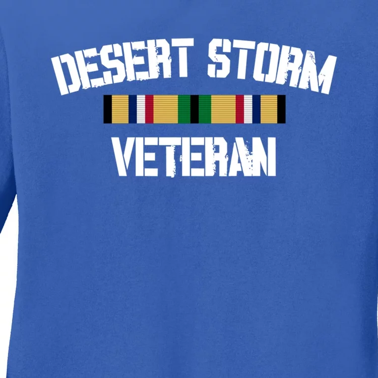 Desert Storm Veteran Pride Persian Gulf War Service Ribbon Gift Ladies Long Sleeve Shirt