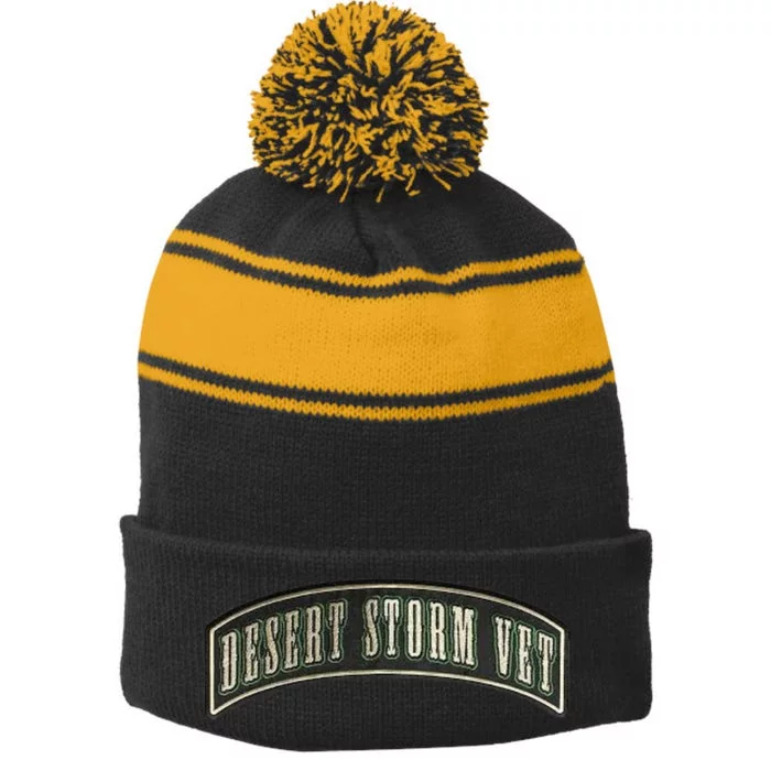 Desert Storm Veteran Stripe Pom Pom Beanie