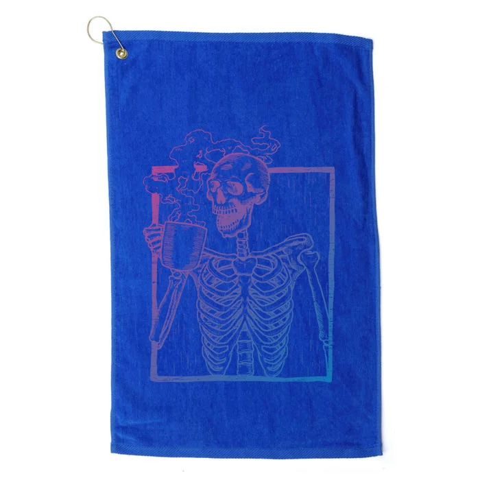 Distressed Skeleton Vintage Smiling Skull Ing Coffee Gift Platinum Collection Golf Towel