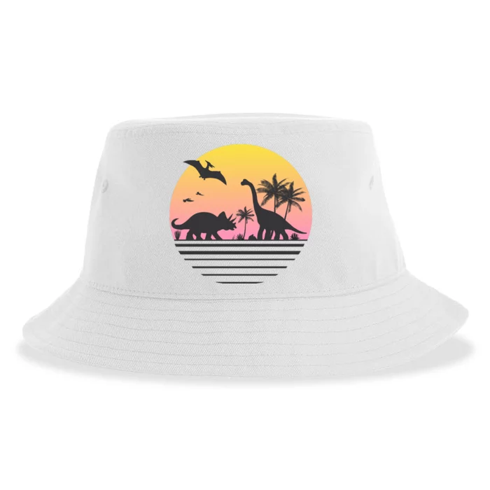 DINOSAURS SUNRISE VINTAGE Sustainable Bucket Hat