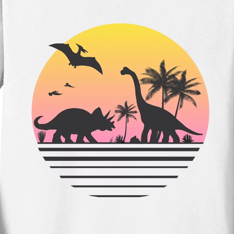 DINOSAURS SUNRISE VINTAGE Kids Long Sleeve Shirt