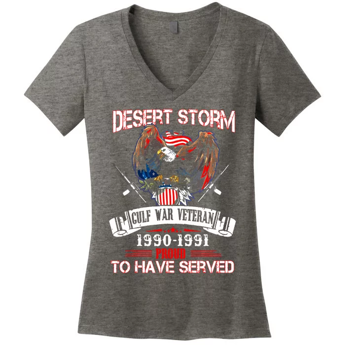 Desert Storm Veteran Pride Persian Gulf War Service Ribbo Women's V-Neck T-Shirt