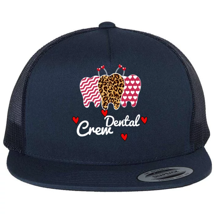 Dental Squad Valentines Day Teeth Assistant Plaid Leopard Gift Flat Bill Trucker Hat