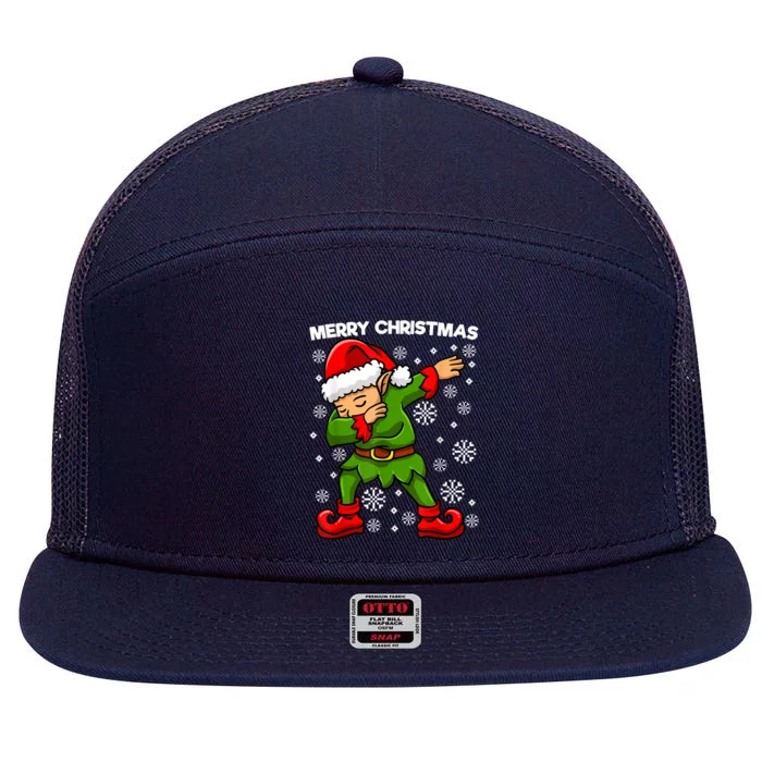 Dabbing Santa With Santa Hat Dab Dance Merry Christmas Great Gift 7 Panel Mesh Trucker Snapback Hat