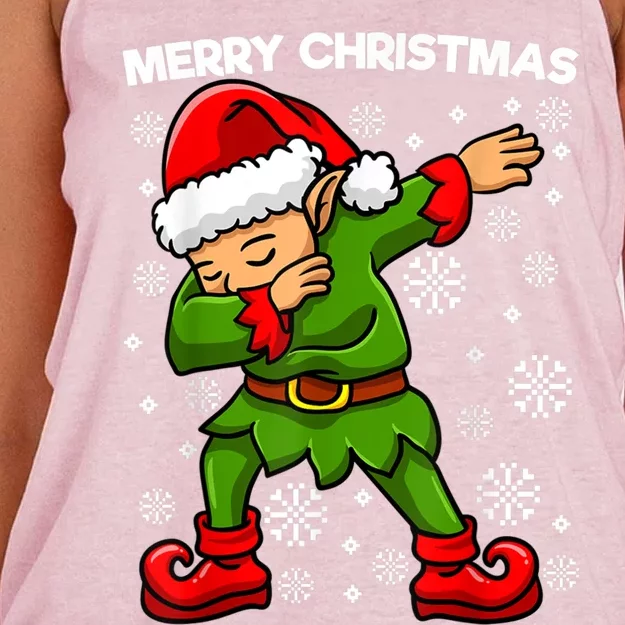 Dabbing Santa With Santa Hat Dab Dance Merry Christmas Great Gift Women's Knotted Racerback Tank