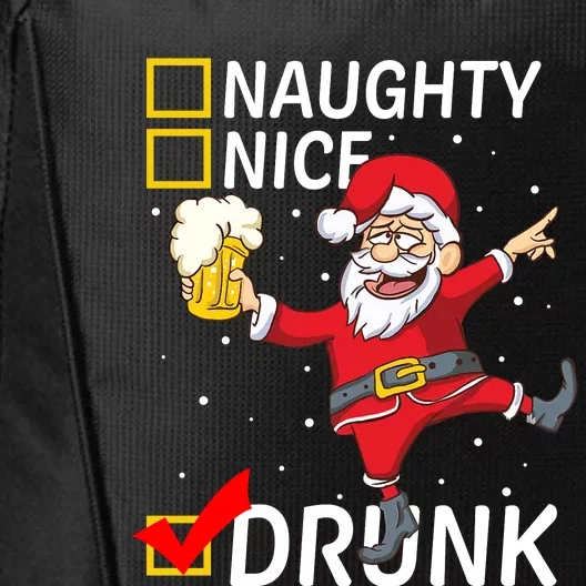 Drunk Santa With Beer Naughty Nice Drunk Xmas Funny Christmas City Backpack