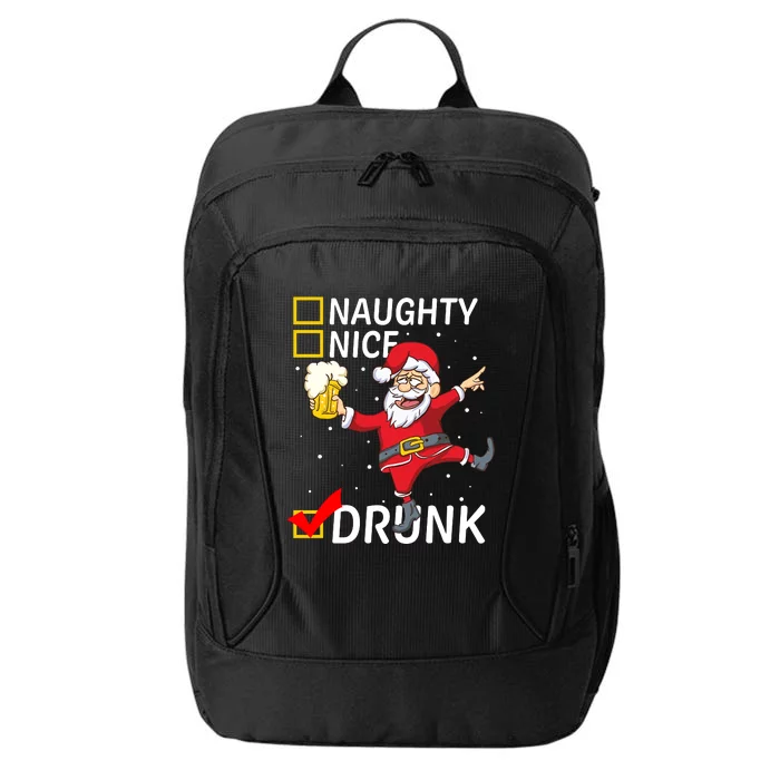 Drunk Santa With Beer Naughty Nice Drunk Xmas Funny Christmas City Backpack